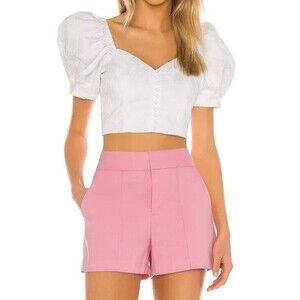 Alice + Oliva Women's Lakita Sweetheart Neck Puff Short Sleeve White Top Size 6